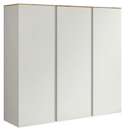 XL-Hängeschuhschrank mit drei Türen in weißer Farbe, seitliche Perspektive