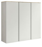 XL-Hängeschuhschrank mit drei Türen in weißer Farbe, seitliche Perspektive
