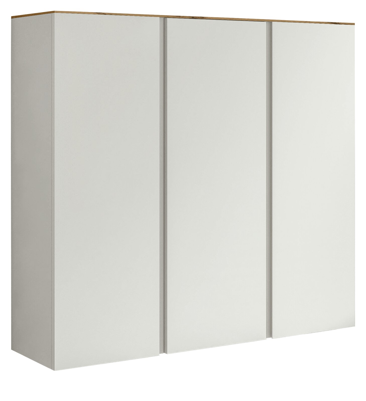 XL-Hängeschuhschrank mit drei Türen in weißer Farbe, seitliche Perspektive