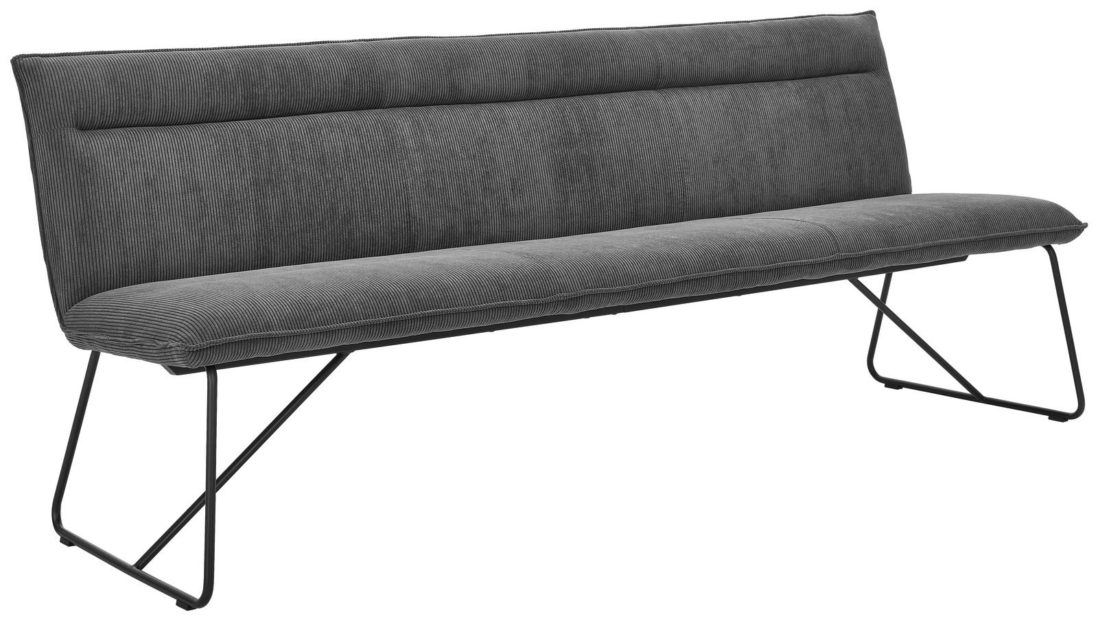 Johann Jakob Sitzbank CALAS Graue Sitzbank mit modernem Design und Metallgestell, seitliche Perspektive