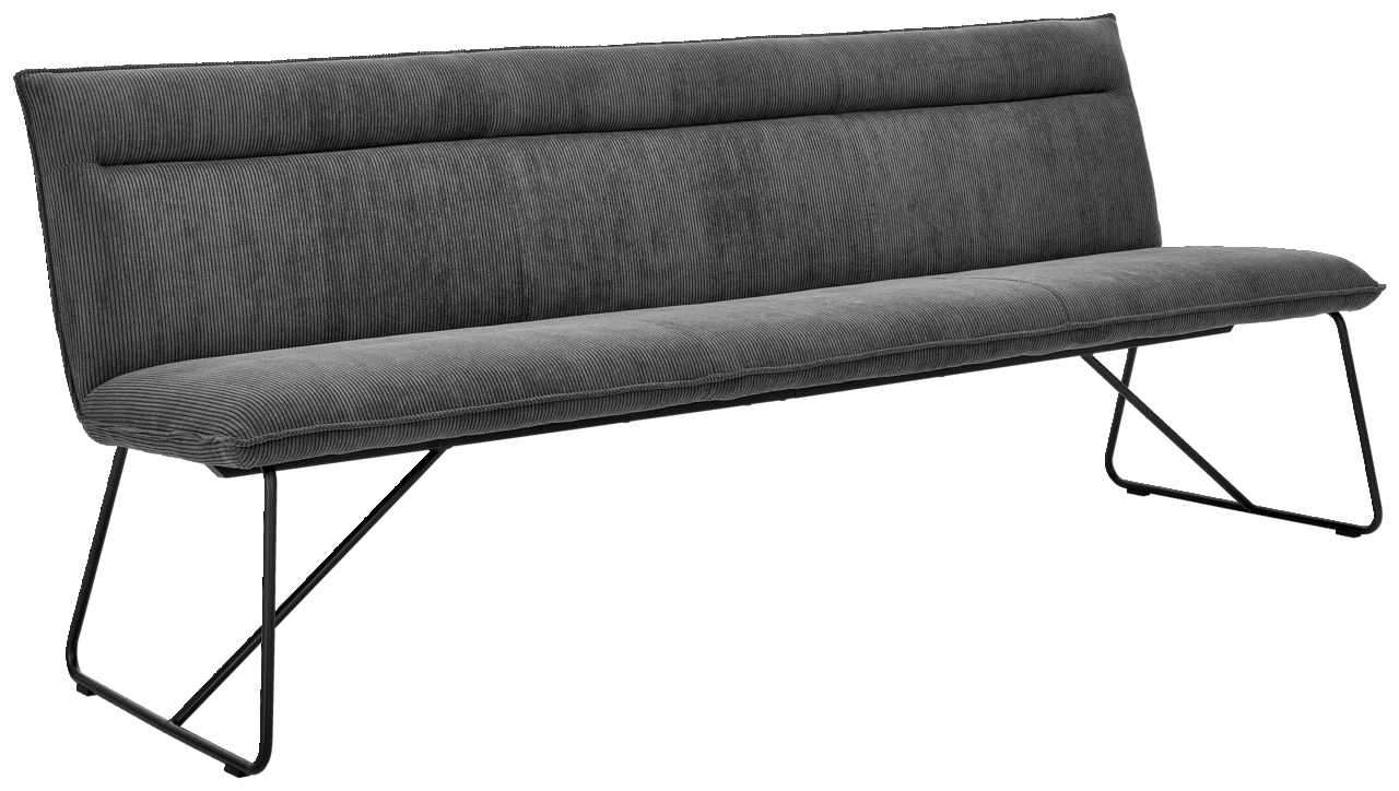 Johann Jakob Sitzbank CALAS Graue Sitzbank mit modernem Design und Metallgestell, seitliche Perspektive