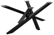 Schwarzes, modernes Tischgestell aus Metall in X-Form, seitliche Perspektive