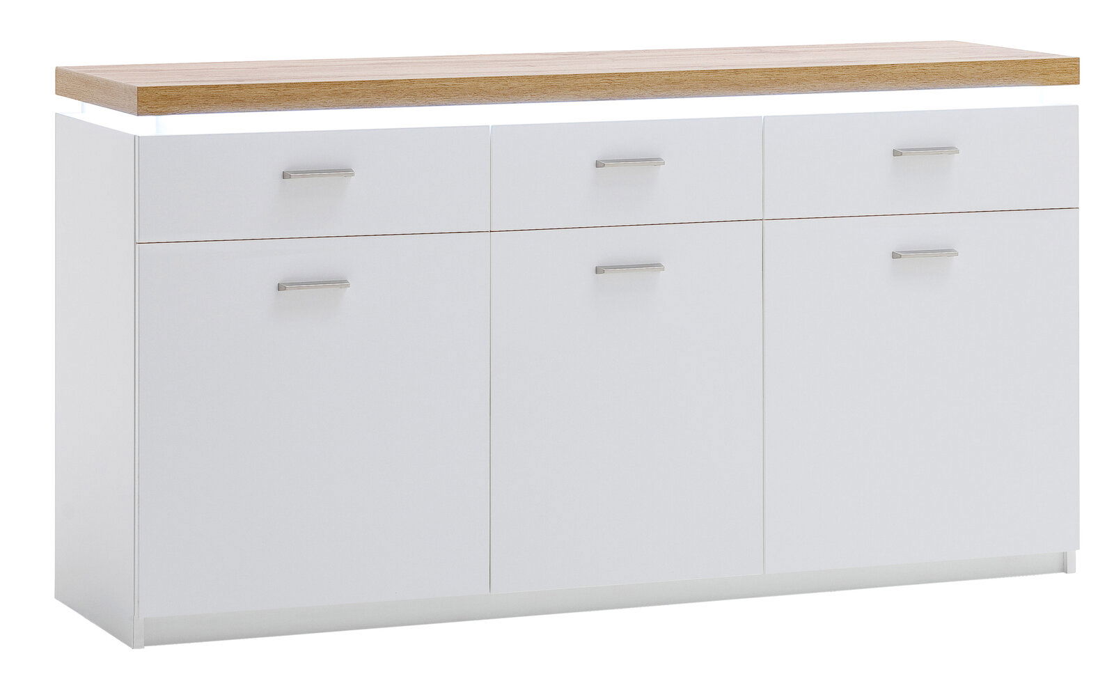 XORA Sideboard CALI Modernes Sideboard in Weiß mit Holzplatte, Frontansicht