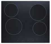 Schwarzes Kochfeld mit vier Kochzonen, Draufsicht