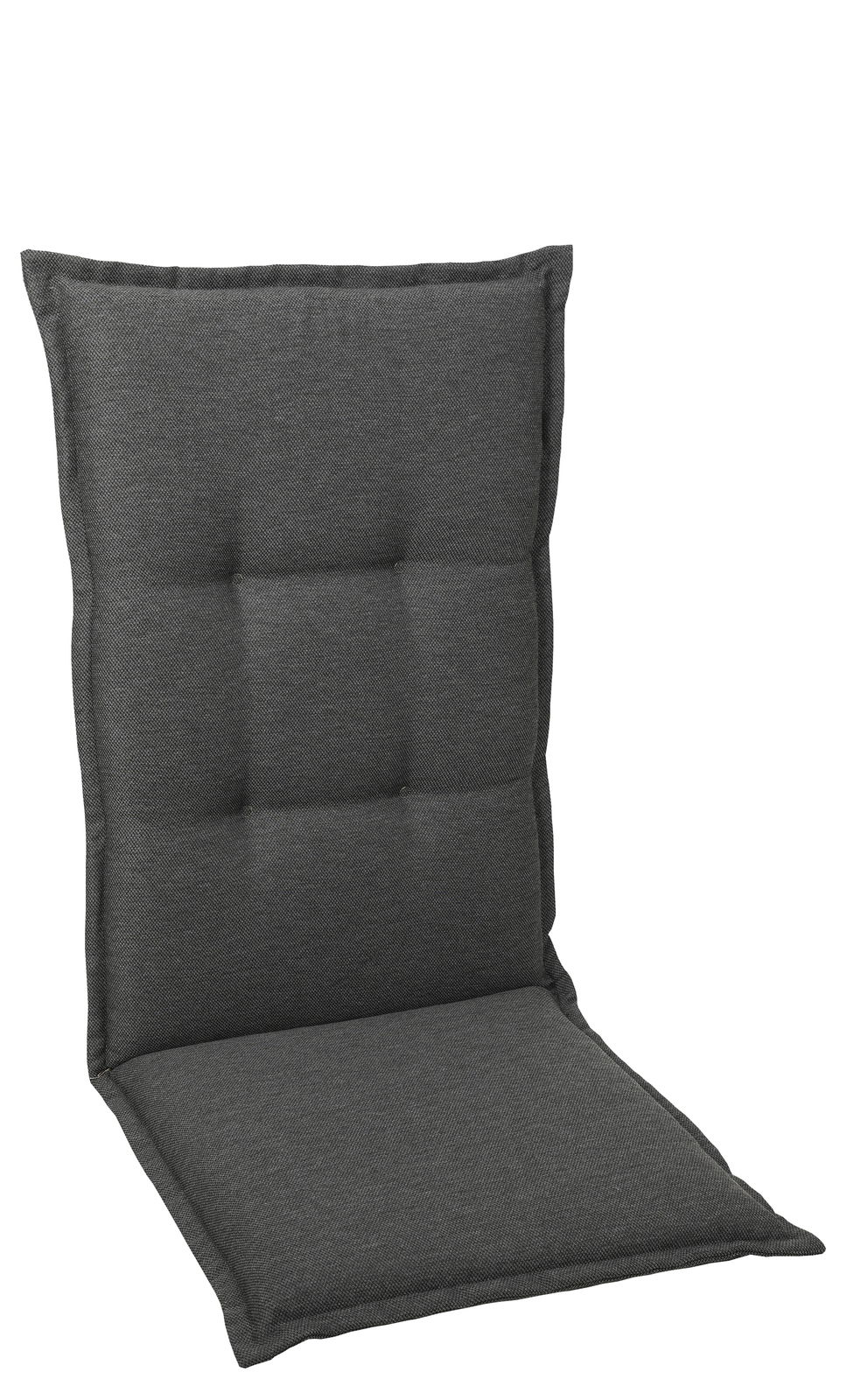 Graue Sesselauflage in Vorderansicht mit gepolstertem Design