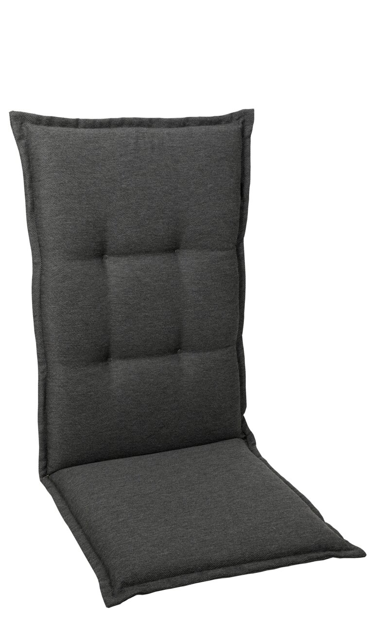 Graue Sesselauflage in Vorderansicht mit gepolstertem Design