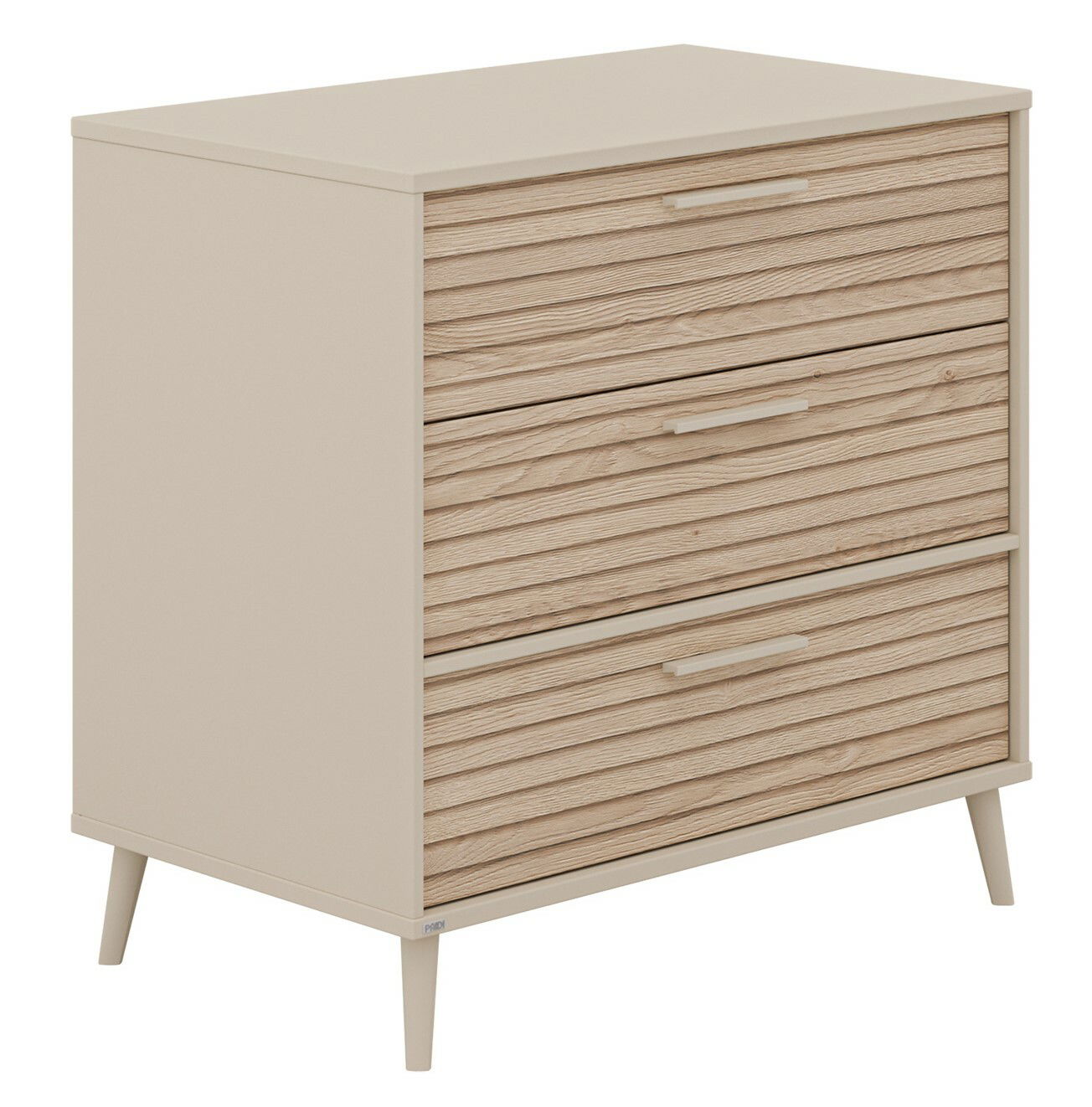 Paidi Kommode schmal EEFJE Schmale Kommode mit drei Schubladen in Holzoptik, seitliche Perspektive