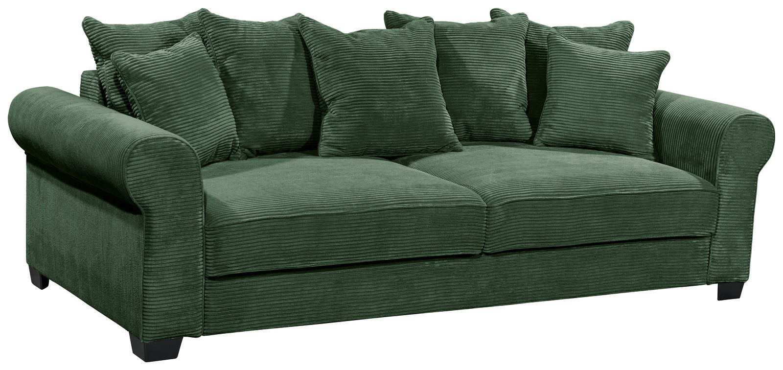 Hom´in Big Sofa MAUREEN Grünes Funktionssofa mit mehreren Kissen, Vorderansicht