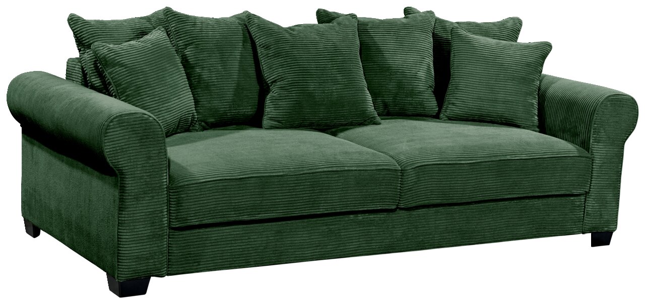 Hom´in Big Sofa MAUREEN Grünes Funktionssofa mit mehreren Kissen, Vorderansicht