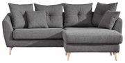 Graues Ecksofa mit Holzfüßen, Ansicht von vorne