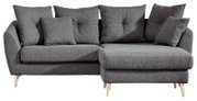 Graues Ecksofa mit Holzfüßen, Ansicht von vorne
