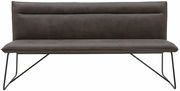 Frontale Ansicht einer modernen, dunkelgrauen Bank mit Metallbeinen aus der Serie Valnatura SCALA.