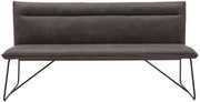 Frontale Ansicht einer modernen, dunkelgrauen Bank mit Metallbeinen aus der Serie Valnatura SCALA.