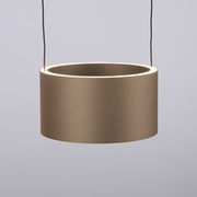 Moderne LED-Pendelleuchte in zylindrischer Form, seitliche Perspektive