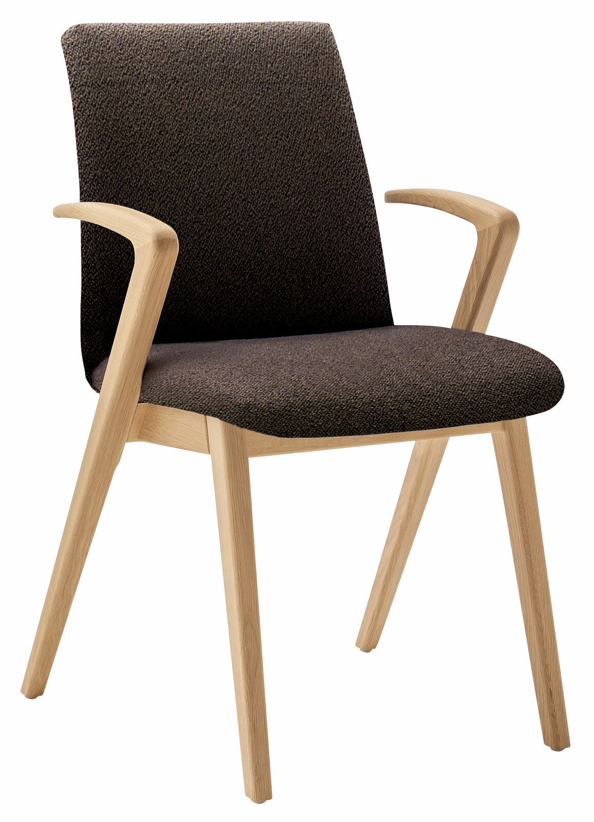 Venjakob Fauteuil KALEA Moderner Armlehnstuhl mit Holzgestell und gepolstertem Sitz in seitlicher Perspektive
