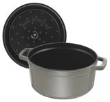 Runde Cocotte 28cm mit abgenommenem Deckel, seitliche Perspektive