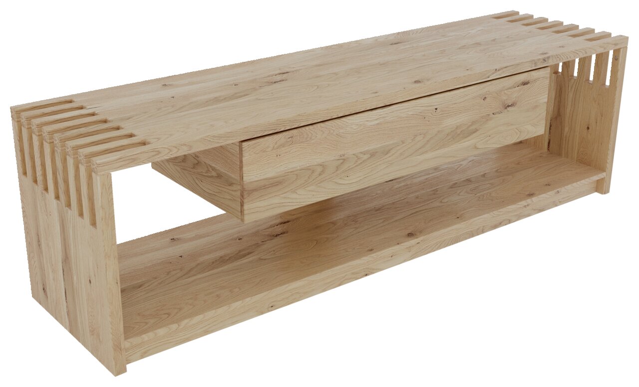 Linea Natura TV-Lowboard NOAM TV-Lowboard aus hellem Holz mit modernem Design, seitliche Perspektive