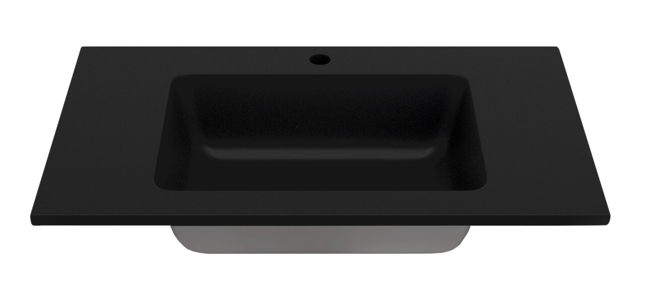 Schwarzes Waschtisch-Set 80 cm aus der Vogelperspektive