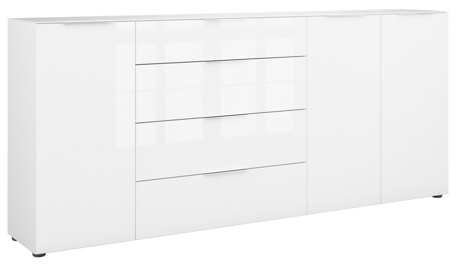 Novel XXL-Sideboard STYLE Weißes XXL-Sideboard mit mehreren Schubladen und Türen, seitliche Perspektive