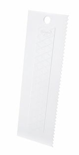 Tortenglätter, extra hoch 23cm, aus Kunststoff, mit gezackter Kante, seitliche Perspektive