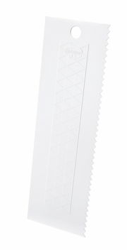 Tortenglätter, extra hoch 23cm, aus Kunststoff, mit gezackter Kante, seitliche Perspektive
