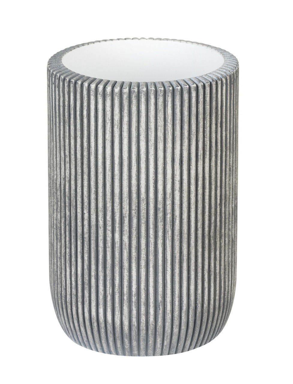 Zahnputzbecher mit vertikalen Streifen, Ansicht von schräg oben