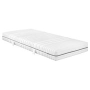 Kaltschaummatratze H2 in seitlicher Perspektive mit gestepptem Bezug und Tragegriffen