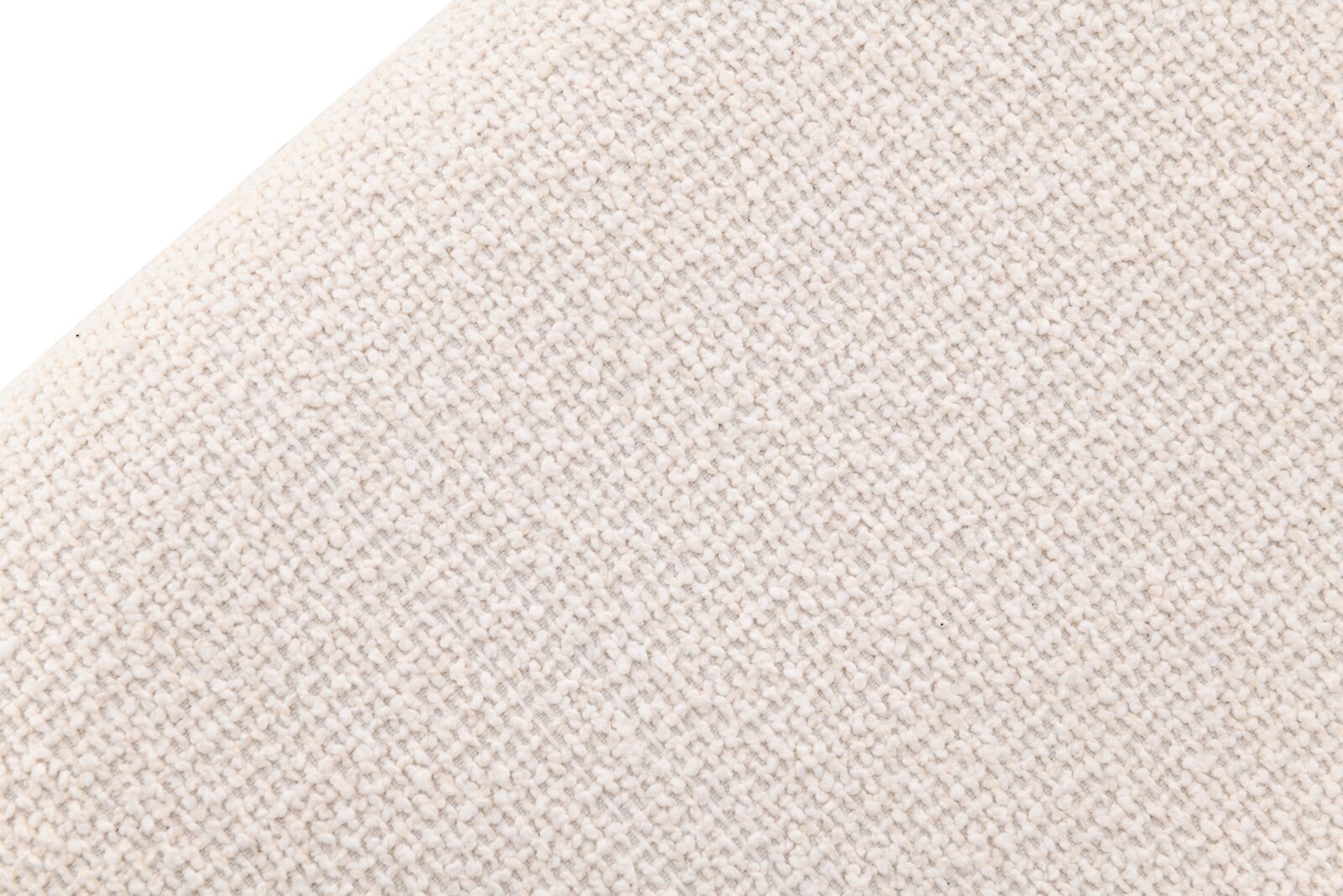 Detailaufnahme in Draufsicht einer cremefarbenen, grob gewebten Teppich- bzw. Stoffstruktur mit sichtbarer Schlaufen-Textur