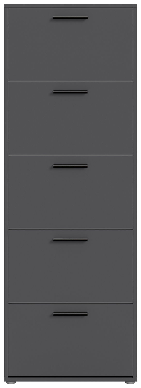 Schuhkipper mit fünf Fächern in dunklem Design, frontale Ansicht