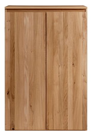 Frontansicht eines Highboards aus hellem Holz mit zwei Türen.