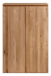 Frontansicht eines Highboards aus hellem Holz mit zwei Türen.