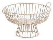 Moderner Obstkorb aus Metall mit Gitterdesign, seitliche Perspektive