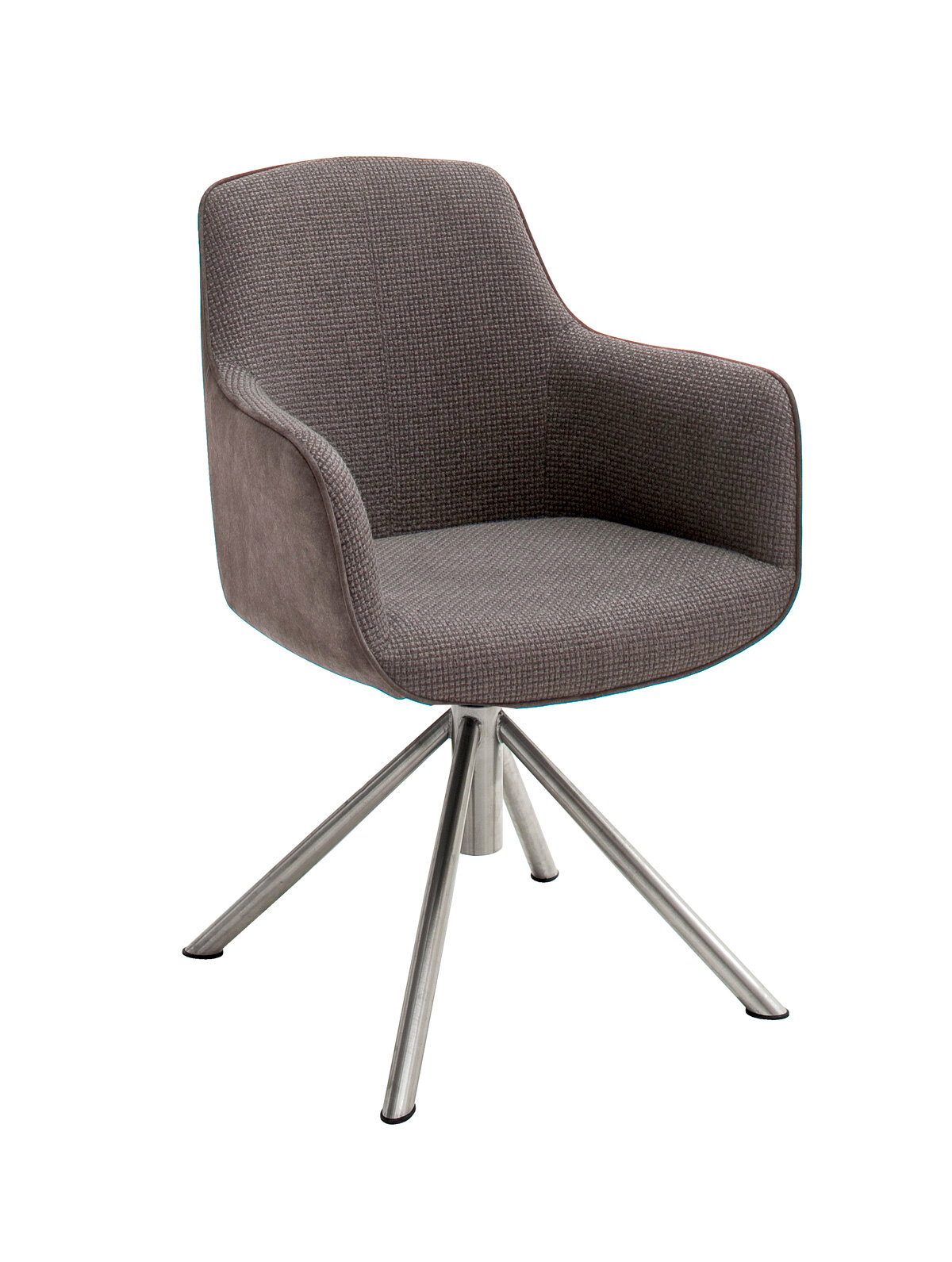 Novel Sessel RIALTO Moderner Sessel mit grauem Stoffbezug und Metallbeinen, seitliche Perspektive