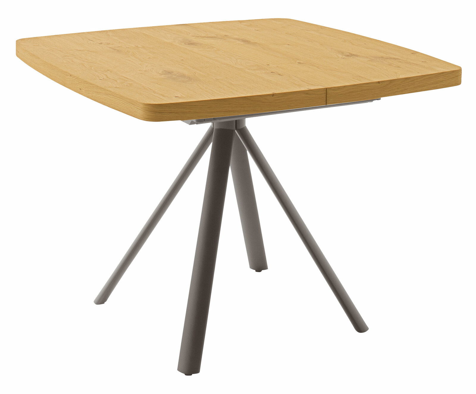 Venjakob Esstisch KANO Moderner Esstisch mit quadratischer Holzplatte und vier schrägen Metallbeinen, seitliche Perspektive