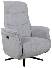 Grauer, drehbarer Relaxsessel mit hoher Rückenlehne und Armlehnen, seitliche Ansicht