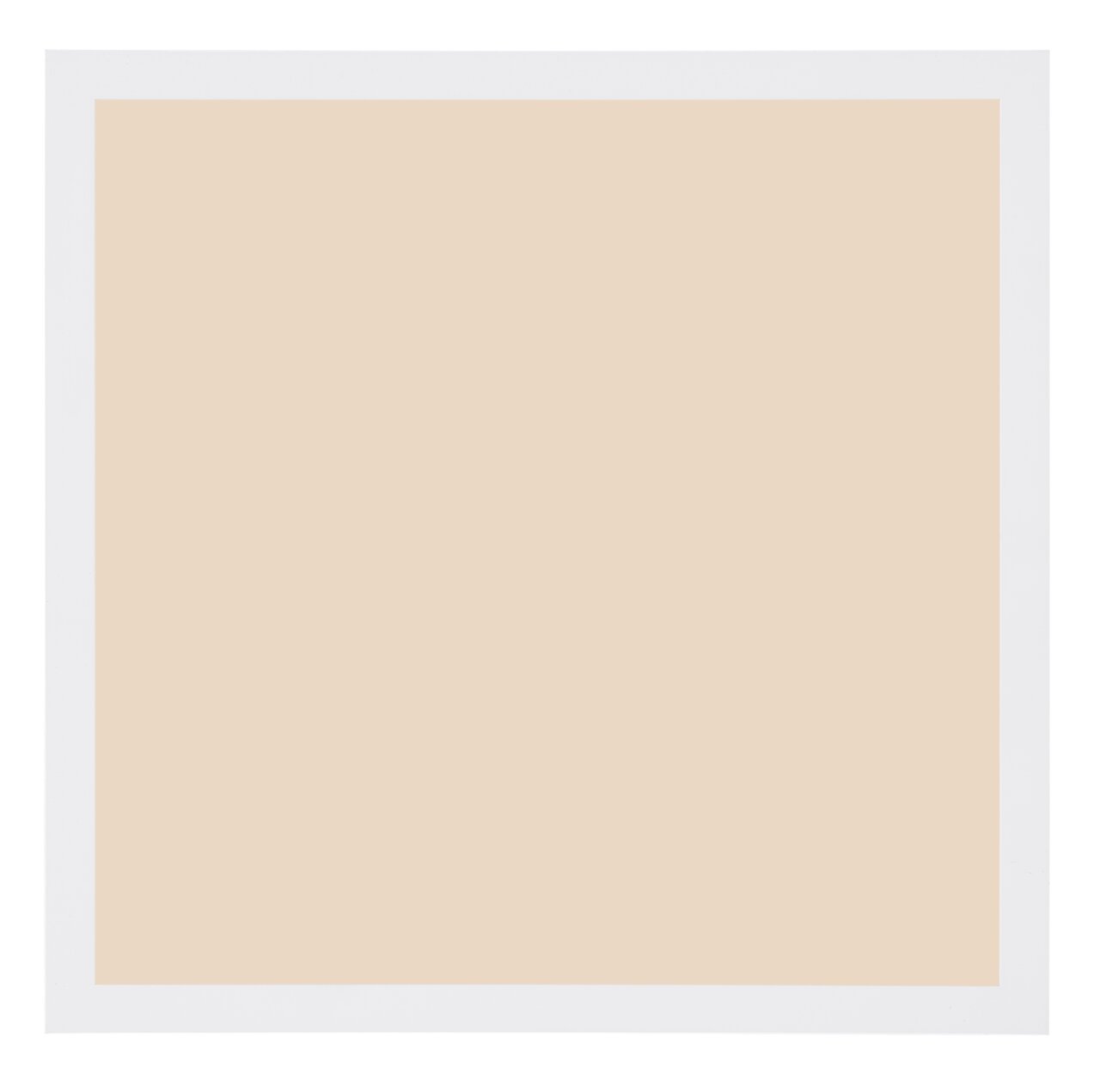 Quadratische Deckenleuchte in Weiß mit warmem Licht, Ansicht von unten