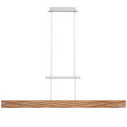 Moderne LED-Pendelleuchte mit Holzdesign, frontale Ansicht