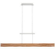 Moderne LED-Pendelleuchte mit Holzdesign, frontale Ansicht