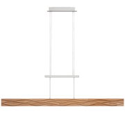 Moderne LED-Pendelleuchte mit Holzdesign, frontale Ansicht