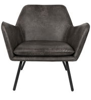 Moderner Sessel in dunklem Lederlook, Frontalansicht