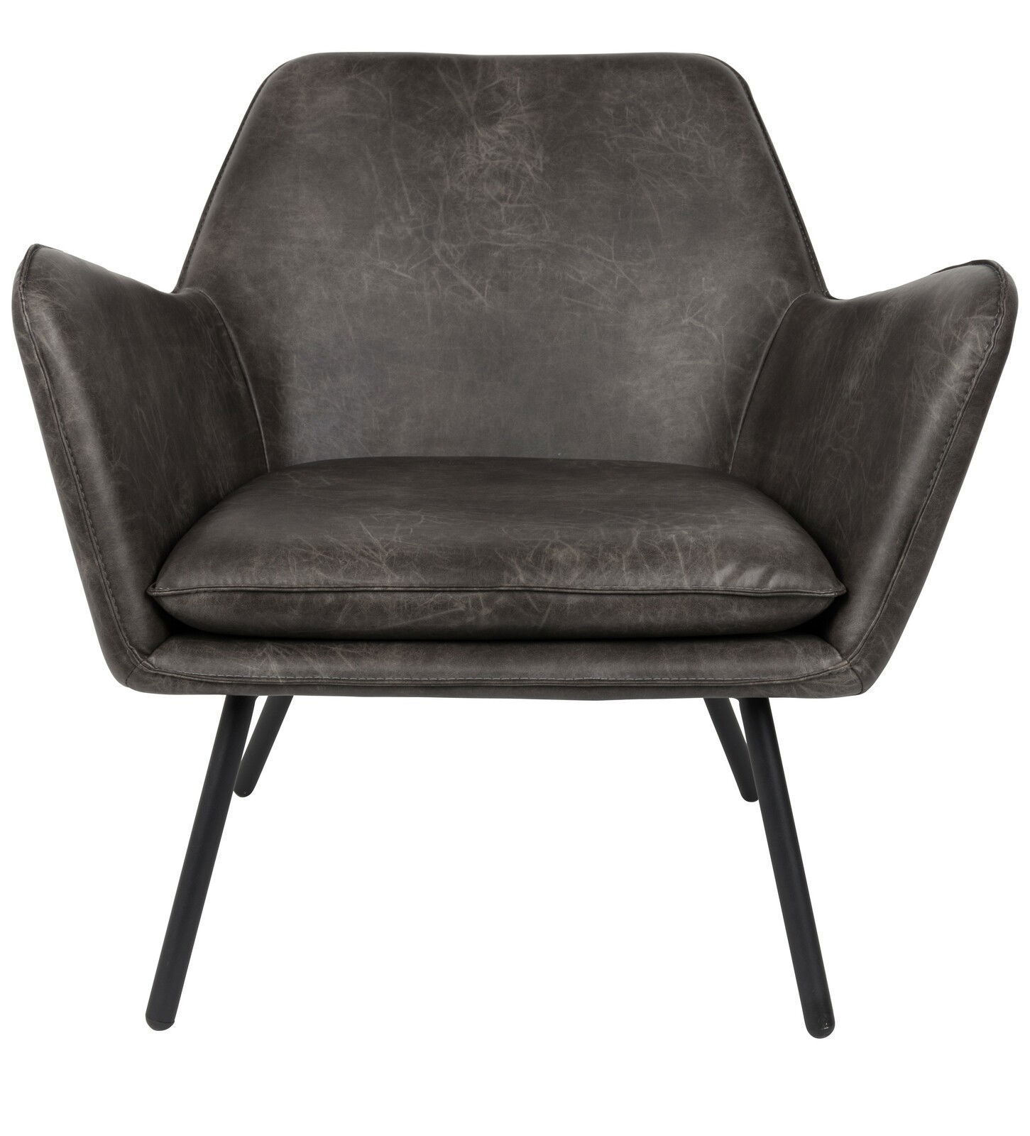 Moderner Sessel in dunklem Lederlook, Frontalansicht