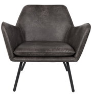 Moderner Sessel in dunklem Lederlook, Frontalansicht