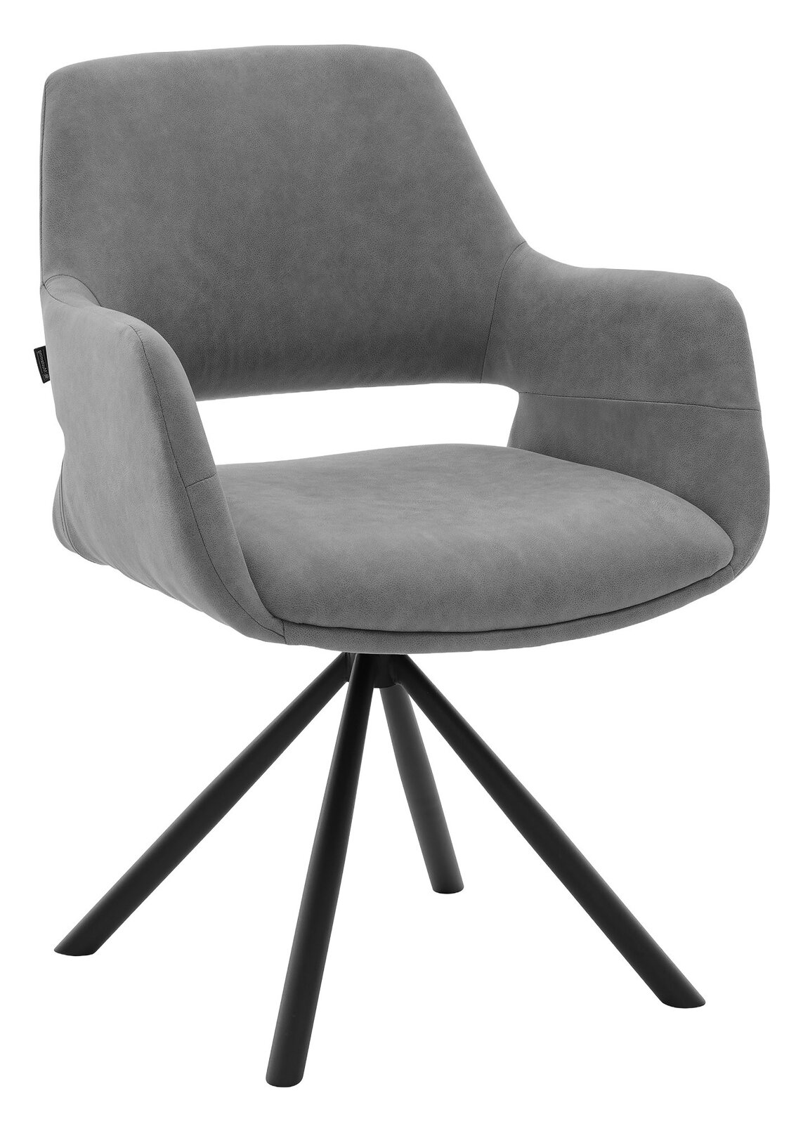 Musterring Armlehnstuhl MR TARIO Moderner Armlehnstuhl in braunem Stoff mit schwarzem Metallgestell, seitliche Perspektive