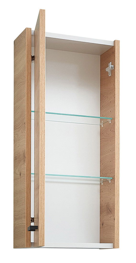 XORA Wandschrank XO1000 Moderner Wandschrank aus Holz mit Glastüren, seitliche Perspektive