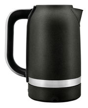 Schwarzer Wasserkocher mit 1,7 Liter Fassungsvermögen, seitliche Ansicht