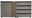 Modernes Sideboard mit grauer Front, vertikalen Holzstreifen und Schubladen, Frontalansicht