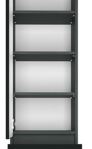 Hochschrank mit geöffneter Tür, vier Einlegeböden, frontale Ansicht