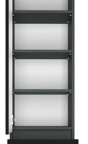 Hochschrank mit geöffneter Tür, vier Einlegeböden, frontale Ansicht