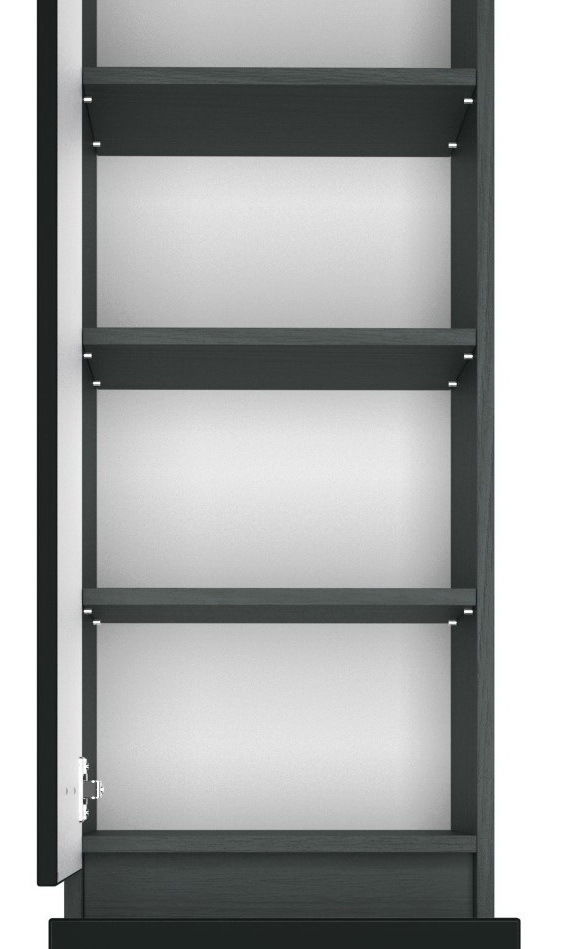 Hochschrank mit geöffneter Tür, vier Einlegeböden, frontale Ansicht