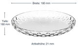 Glasierter Teller Cucina Optic 18cm mit kreisförmigem Muster, seitliche Perspektive